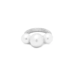 Equinox Pearl Ring | Full Pave I White Gold