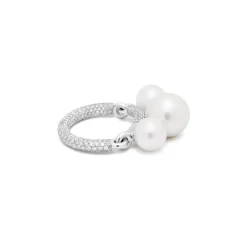Equinox Pearl Ring | Full Pave I White Gold