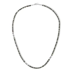 Housa Necklace | Green Pattern | Silver Discs