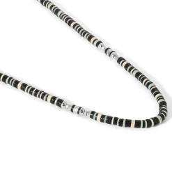 Housa Necklace | Green Pattern | Silver Discs