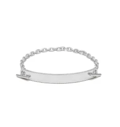 ID Bar Bracelet | 50mm Wide - 7mm Height | Pave Detail | White Gold
