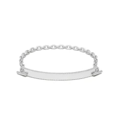 ID Bar Bracelet | 50mm Wide - 5mm Height | Pave Detail | White Gold