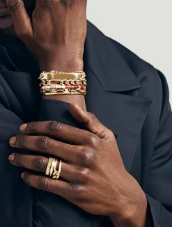 ID Bar Bracelet | 70mm Wide - 11mm Height | Pave Detail | Yellow Gold