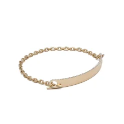 ID Bar Bracelet | 70mm Wide - 9mm Height | Pave Detail | Yellow Gold