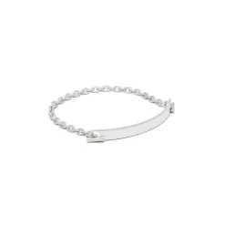 ID Bar Bracelet | 50mm Wide - 5mm Height | Pave Detail | White Gold