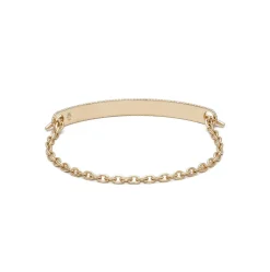 ID Bar Bracelet | 70mm Wide - 7mm Height | Pave Detail | Yellow Gold