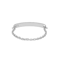 ID Bar Bracelet | 50mm Wide - 7mm Height | Pave Detail | White Gold