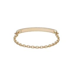 ID Bar Bracelet | 50mm Wide - 5mm Height | Pave Detail | Yellow Gold