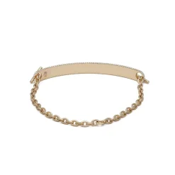 ID Bar Bracelet | 70mm Wide - 9mm Height | Pave Detail | Yellow Gold
