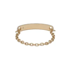 ID Bar Bracelet | 50mm Wide - 9mm Height | Pave Detail | Yellow Gold