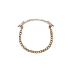 ID Bar Bracelet | 50mm Wide - 9mm Height | Pave Detail | Yellow Gold