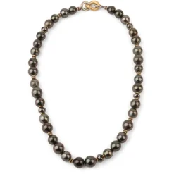 Les Noir Necklace | Tahitian Pearls | Pave | Mixed Metal