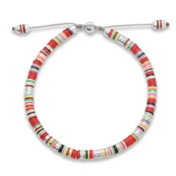 Malli Bracelet | Red Pattern | Sterling Silver