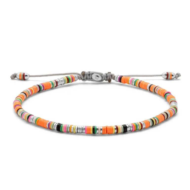 Mini Malli | Neon Orange Pattern | Sterling Silver