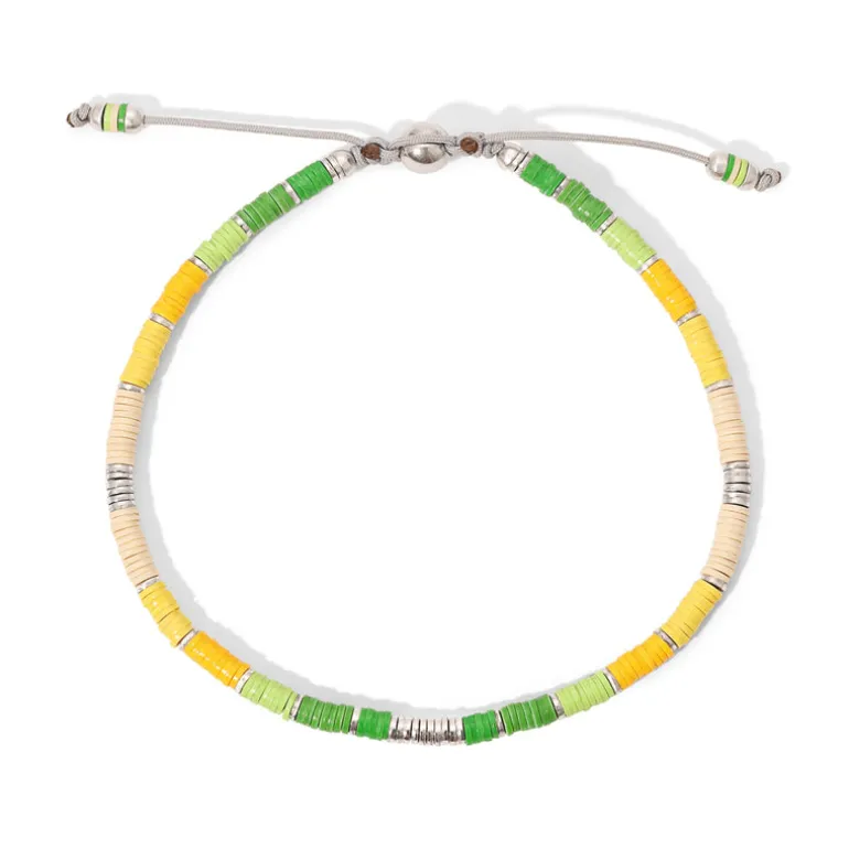 Mini Rizon Bracelet | Green Pattern | Sterling Silver Discs