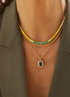 Mini Rizon Necklace/Bracelet | Green Pattern | Yellow Gold