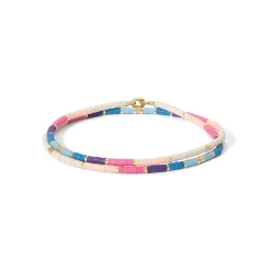 Mini Rizon Necklace/Bracelet | Pink Pattern | Yellow Gold
