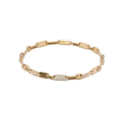 Monolinka Bracelet | 4mm | Pave I Yellow Gold