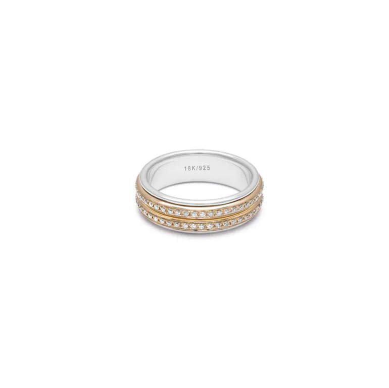 Orb 5.5mm Ring | Pave Detail Mixed Metal