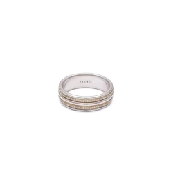 Orb Ring | 7.5mm | Pave Detail | Mixed Metal
