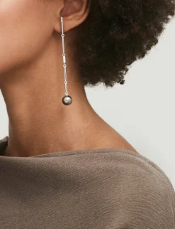Orion Single Earring | Tahitian Pearl | Pave Detail | White Gold