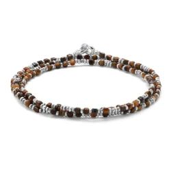Percep Three Wrap Bracelet | Tiger Eye | Sterling Silver
