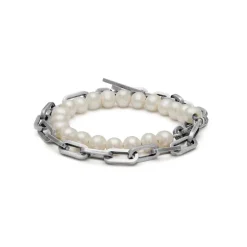 Trio Elm Bracelet | Two Wrap I White Pearls | Sterling Silver